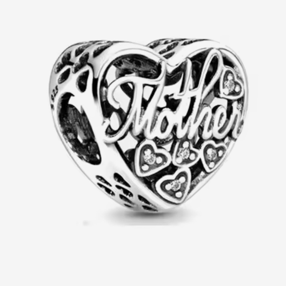 🌻 S925 Sterling Silver Heart 'Mother & son' Charm